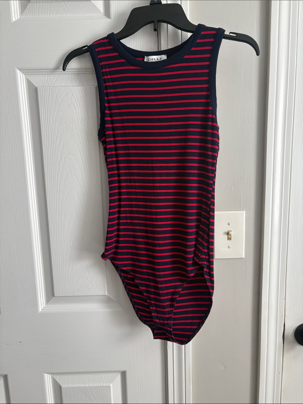 Gilli Navy and Red Striped Knit Top